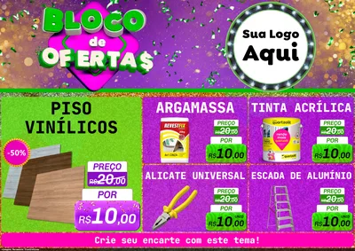 Modelo de Encarte para Encarte A4 Horizontal com o tema Bloco de Ofertas para Material para Construção