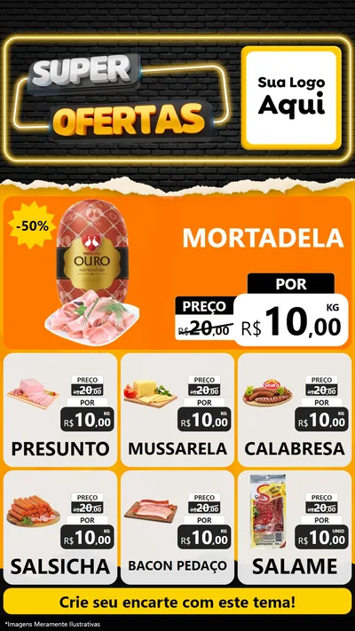 Modelo de Rede Social para Stories com o tema Super Ofertas para Frios e Laticínios