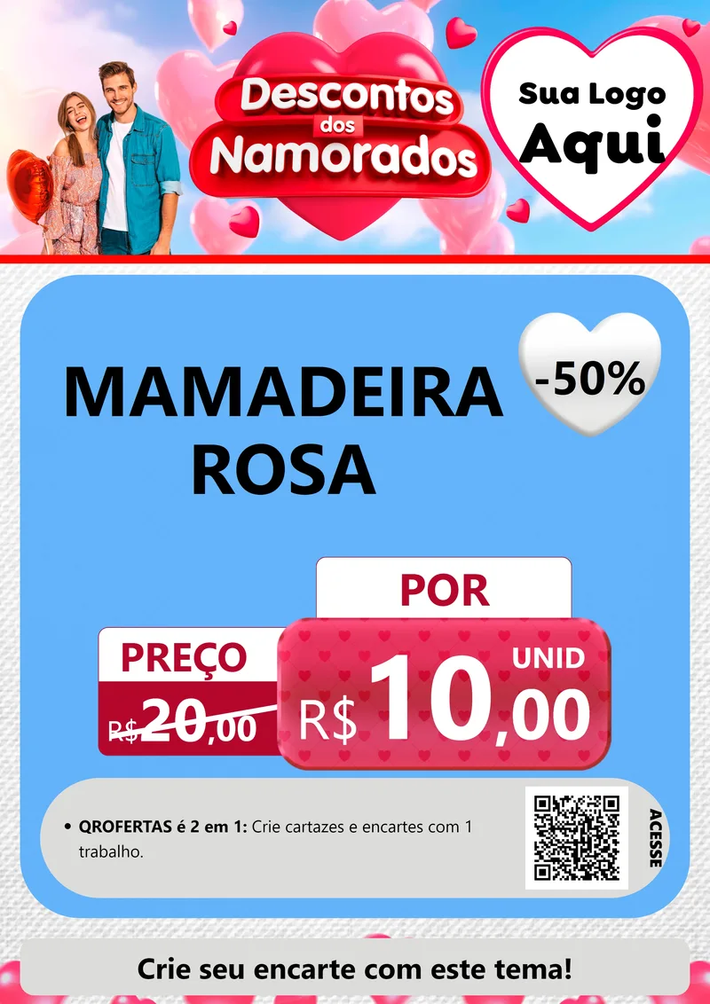 Modelo de Cartaz para Cartaz A4 Vertical com o tema Descontos dos Namorados para Bebês
