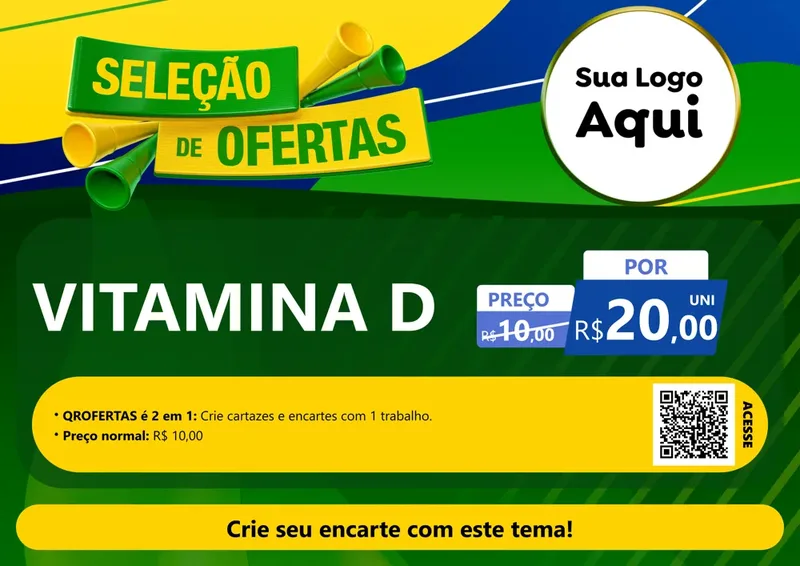 Modelo de Cartaz para Cartaz A4 Horizontal com o tema Seleção de Ofertas - Copa para Farmácia