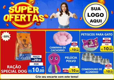Modelo de Encarte para Encarte A4 Horizontal com o tema Super Ofertas para Pet Shop