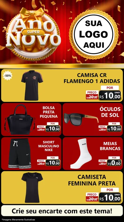 Modelo de TV para TV Vertical com o tema Super Ano Novo para Roupas e acessórios