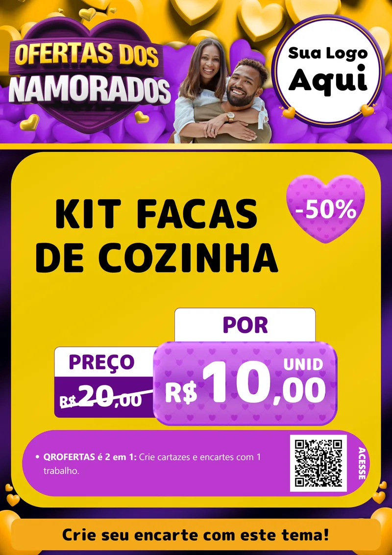 Modelo de Cartaz para Cartaz A4 Vertical com o tema Oferta Dos Namorados para Utilidades Domésticas