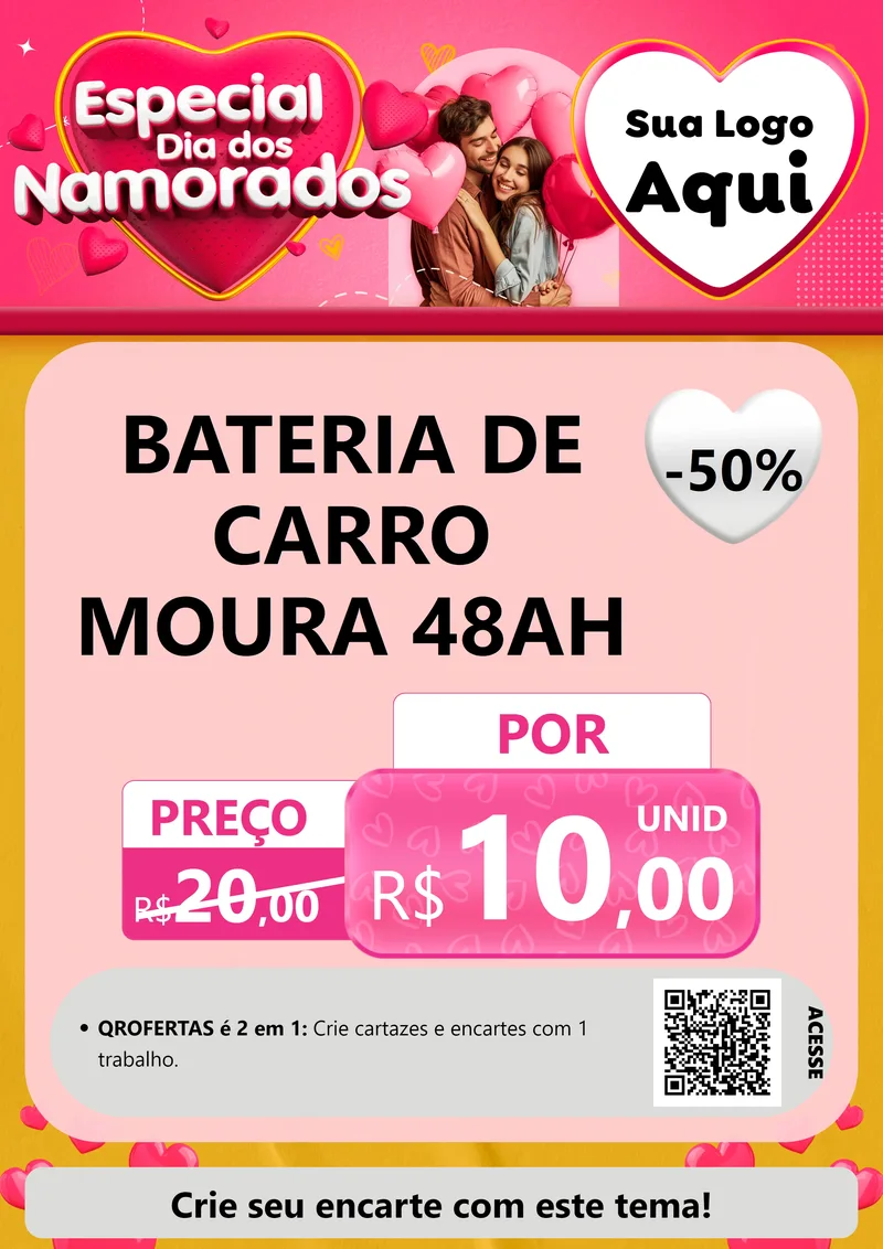 Modelo de Cartaz para Cartaz A4 Vertical com o tema Especial Dia dos Namorados para Baterias Elétricas