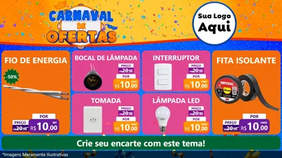 Modelo de TV para TV Horizontal com o tema Carnaval de Ofertas para Materiais Elétricos