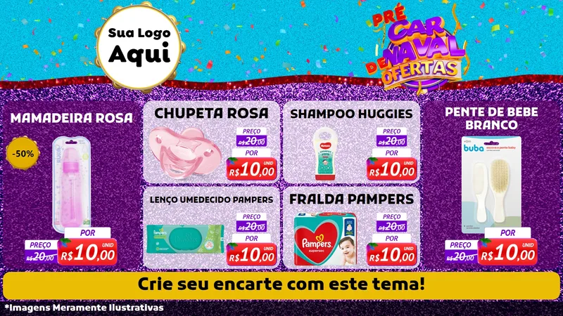 Modelo de TV para TV Horizontal com o tema Pré Carnaval de Ofertas para Bebês