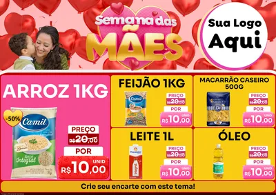 Modelo de Encarte para Encarte A4 Horizontal com o tema Semana Das Mães para Supermercado