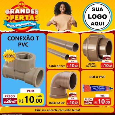 Modelo de Rede Social para Feed Facebook com o tema Grandes Ofertas Para Economizar! para Tubos e conexões