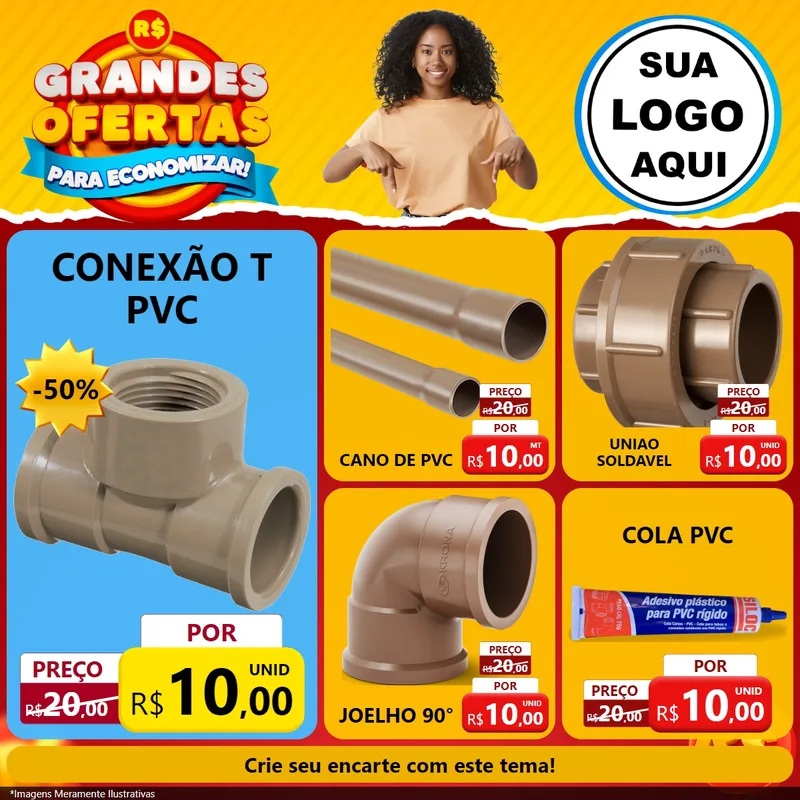 Modelo de Rede Social para Feed Facebook com o tema Grandes Ofertas Para Economizar! para Tubos e conexões
