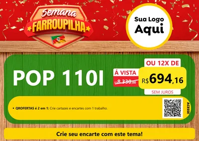 Modelo de Cartaz para Cartaz A4 Horizontal com o tema Semana Farroupilha para Concessionaria de Motos
