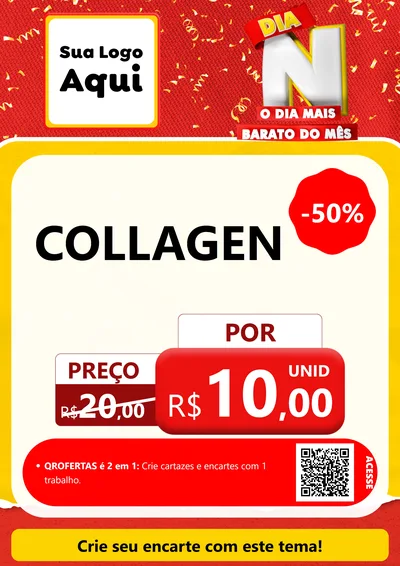 Modelo de Cartaz para Cartaz A4 Vertical com o tema Dia N o Dia Mais Barato do Mês para Suplementos alimentares