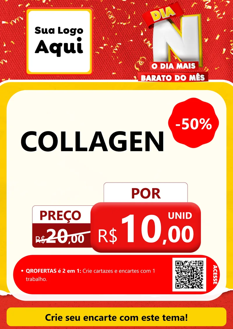 Modelo de Cartaz para Cartaz A4 Vertical com o tema Dia N o Dia Mais Barato do Mês para Suplementos alimentares