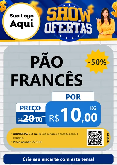 Modelo de Cartaz para Cartaz A4 Vertical com o tema Show de Ofertas para Padaria
