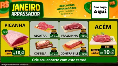 Modelo de TV para TV Horizontal com o tema Janeiro Arrasador para Açougue