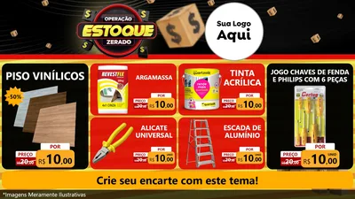 Modelo de TV para TV Horizontal com o tema Operação Estoque Zerado para Material para Construção