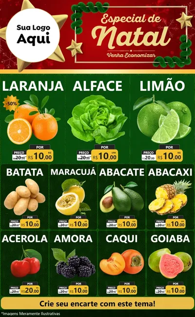 Modelo de Encarte para Encarte Grande com o tema Especial de Natal para Hortifrúti