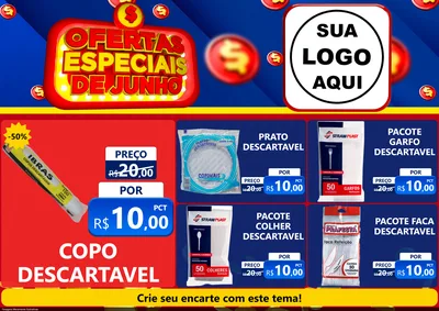 Modelo de Encarte para Encarte A4 Horizontal com o tema Ofertas Especiais de Junho para Embalagens