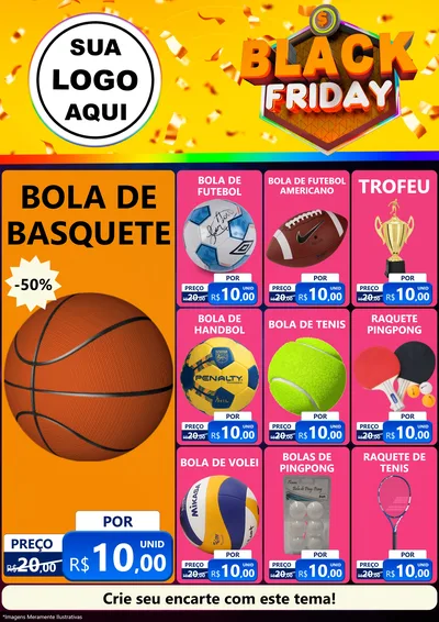 Modelo de Encarte para Encarte A4 Vertical com o tema Black Friday para Artigos Esportivos