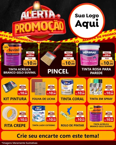 Modelo de Rede Social para Feed Instagram com o tema Alerta de Promoção para Tintas e Ferramentas