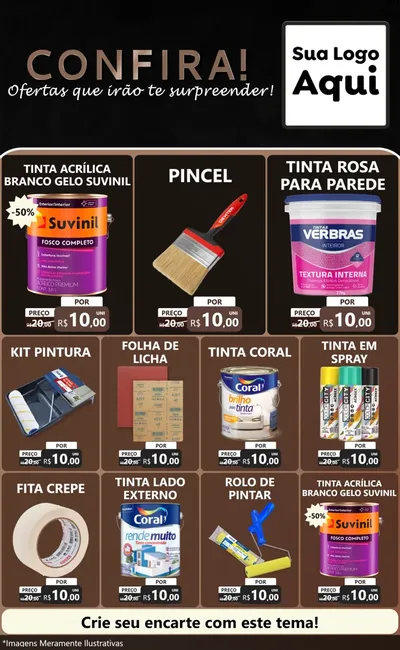 Modelo de Encarte para Encarte Grande com o tema Confira! Ofertas que irão te surpreender! para Tintas e Ferramentas