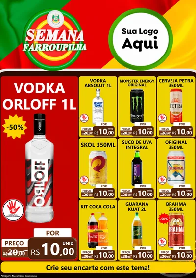 Modelo de Encarte para Encarte A4 Vertical com o tema Semana Farroupilha para Distribuidora de bebidas