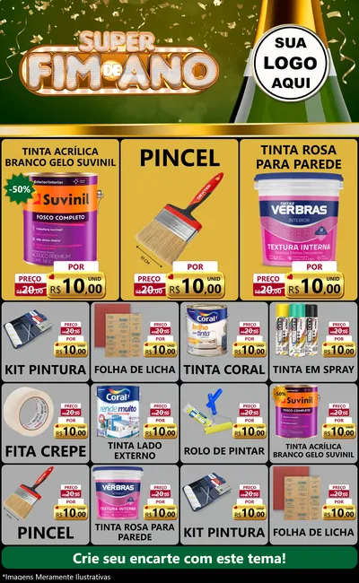 Modelo de Encarte para Encarte Grande com o tema Super Fim de Ano para Tintas e Ferramentas