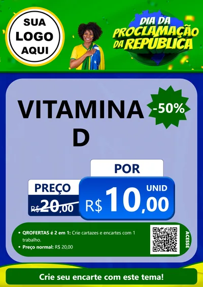 Modelo de Cartaz para Cartaz A4 Vertical com o tema Dia Da Proclamação Da República para Farmácia