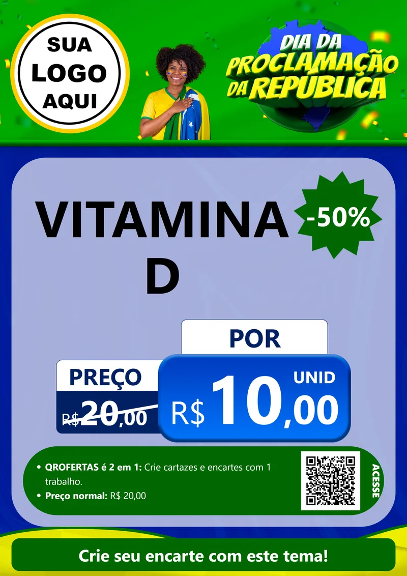 Modelo de Cartaz para Cartaz A4 Vertical com o tema Dia Da Proclamação Da República para Farmácia