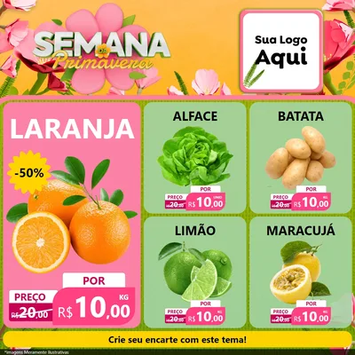 Modelo de Rede Social para Feed Facebook com o tema Semana da Primavera para Hortifrúti