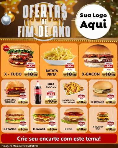 Modelo de Rede Social para Feed Instagram com o tema Ofertas de Fim de Ano para Hamburgueria