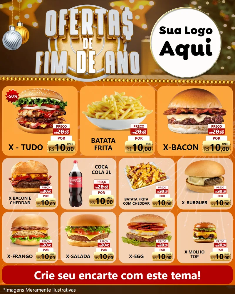 Modelo de Rede Social para Feed Instagram com o tema Ofertas de Fim de Ano para Hamburgueria