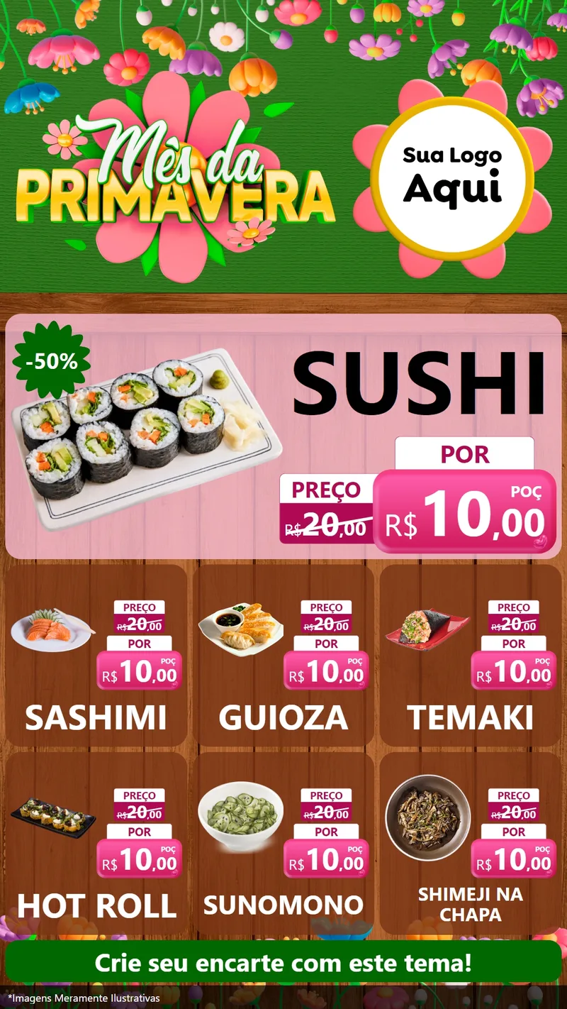 Modelo de Rede Social para Stories com o tema Mês da Primavera para Comida japonesa