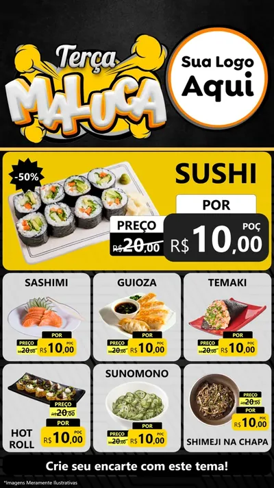 Modelo de Rede Social para Stories com o tema Terça Maluca para Comida japonesa