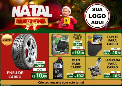 Modelo de Encarte para Encarte A4 Horizontal com o tema Natal da Economia para Auto peças