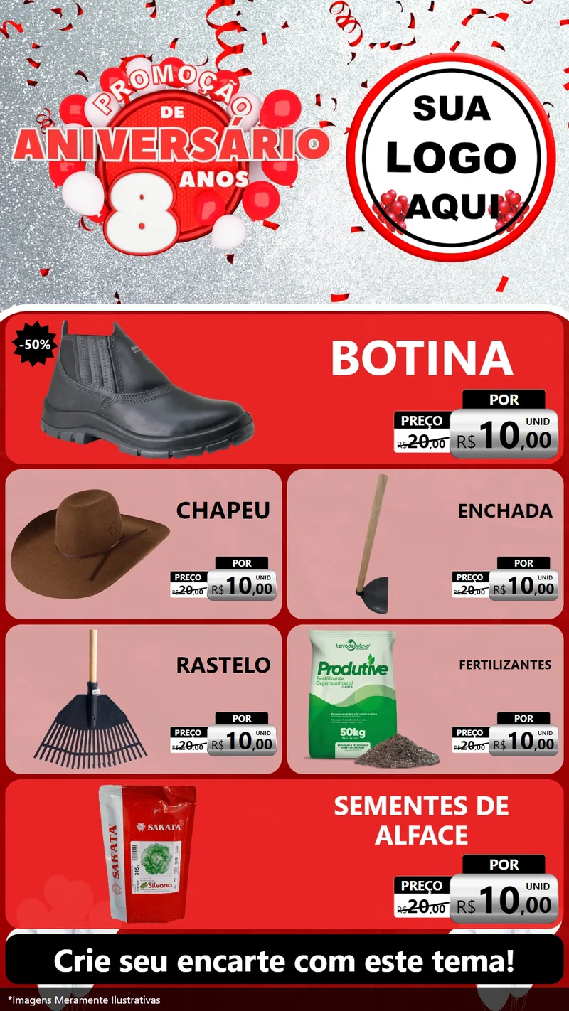 Modelo de TV para TV Vertical com o tema Promoção de Aniversário - 8 Anos para Agropecuária