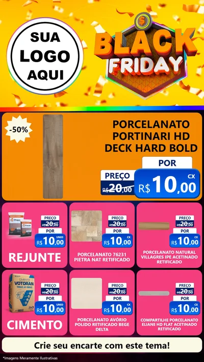 Modelo de Rede Social para Stories com o tema Black Friday para Pisos e revestimentos