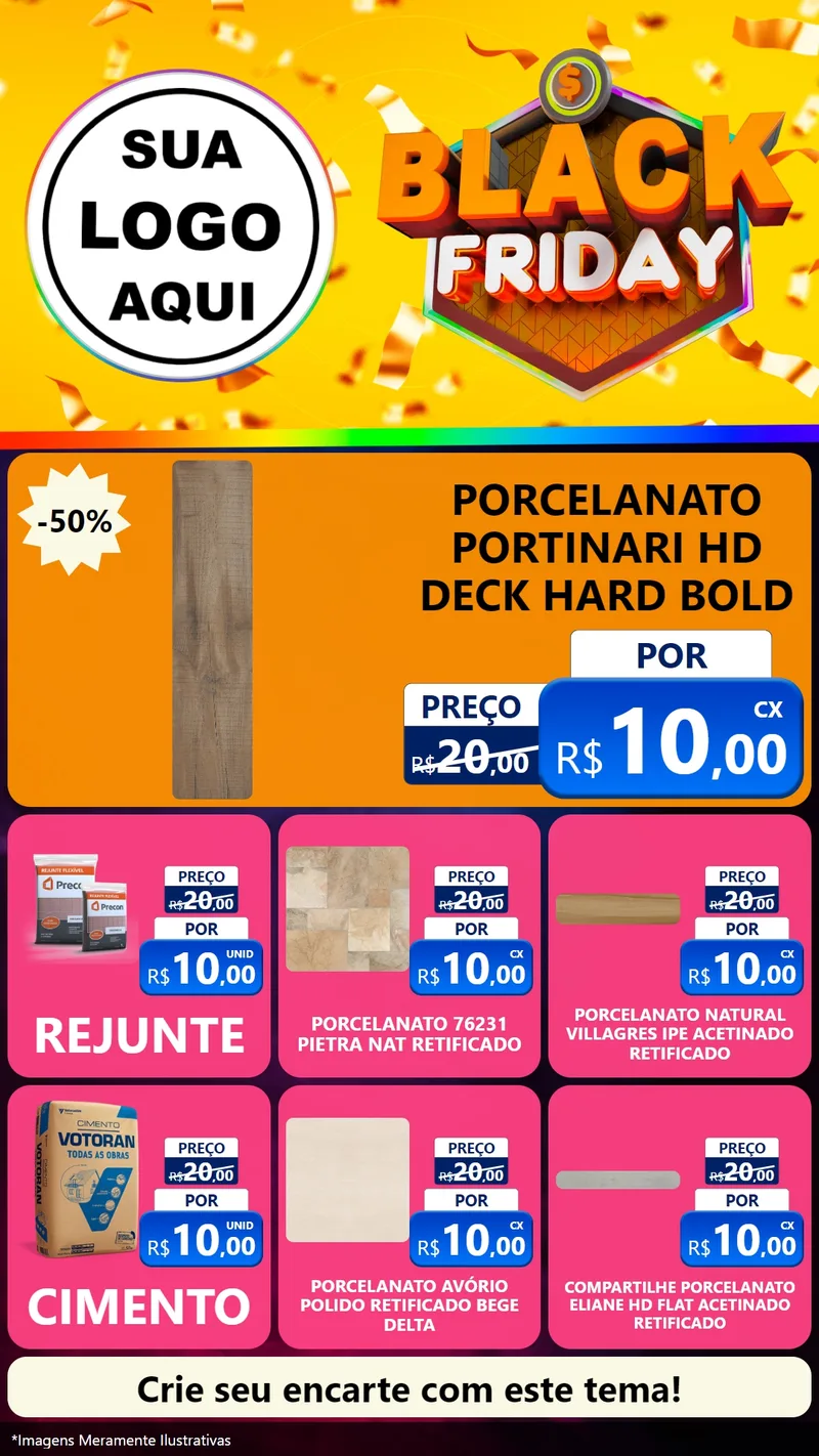 Modelo de Rede Social para Stories com o tema Black Friday para Pisos e revestimentos