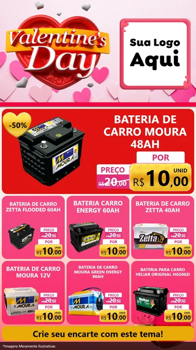 Modelo de Rede Social para Stories com o tema Valentine's Day para Baterias Elétricas