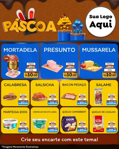 Modelo de Rede Social para Feed Instagram com o tema Páscoa para Frios e Laticínios