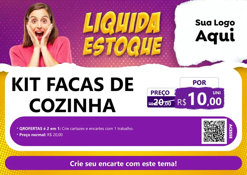 Modelo de Cartaz para Cartaz A4 Horizontal com o tema Liquida estoque para Utilidades Domésticas