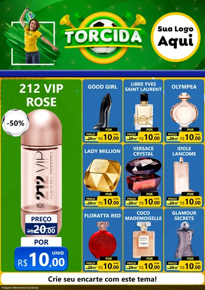 Modelo de Encarte para Encarte A4 Vertical com o tema Torcida para Perfumes