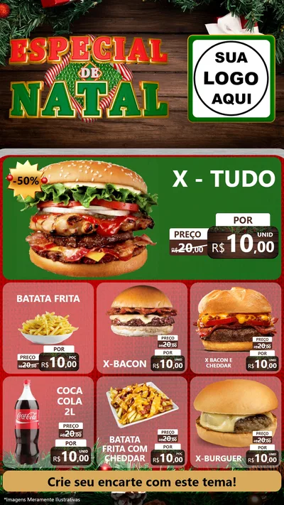 Modelo de Rede Social para Stories com o tema Especial de Natal para Hamburgueria