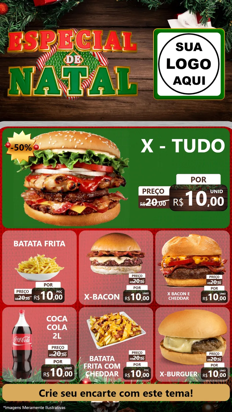 Modelo de Rede Social para Stories com o tema Especial de Natal para Hamburgueria