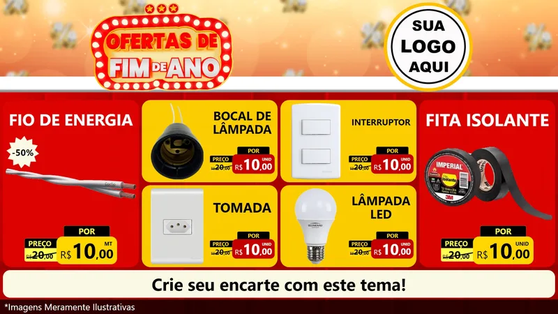 Modelo de TV para TV Horizontal com o tema Ofertas de Fim de Ano para Materiais Elétricos