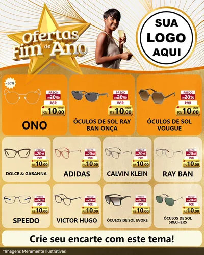 Modelo de Rede Social para Feed Instagram com o tema Ofertas Fim de Ano para Óticas