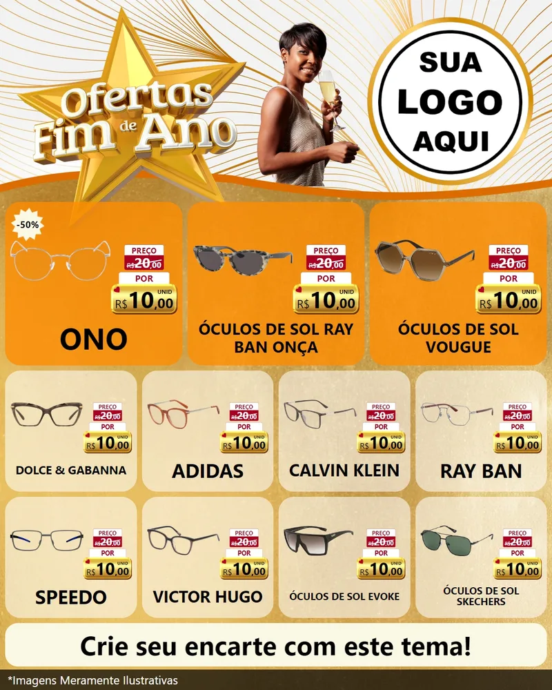 Modelo de Rede Social para Feed Instagram com o tema Ofertas Fim de Ano para Óticas