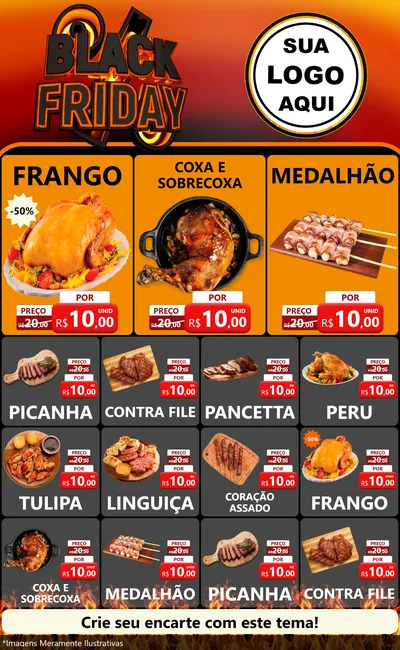 Modelo de Encarte para Encarte Grande com o tema Black Friday para Assados