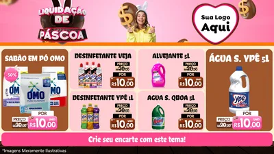 Modelo de TV para TV Horizontal com o tema Liquidação de Páscoa para Produtos de Limpeza