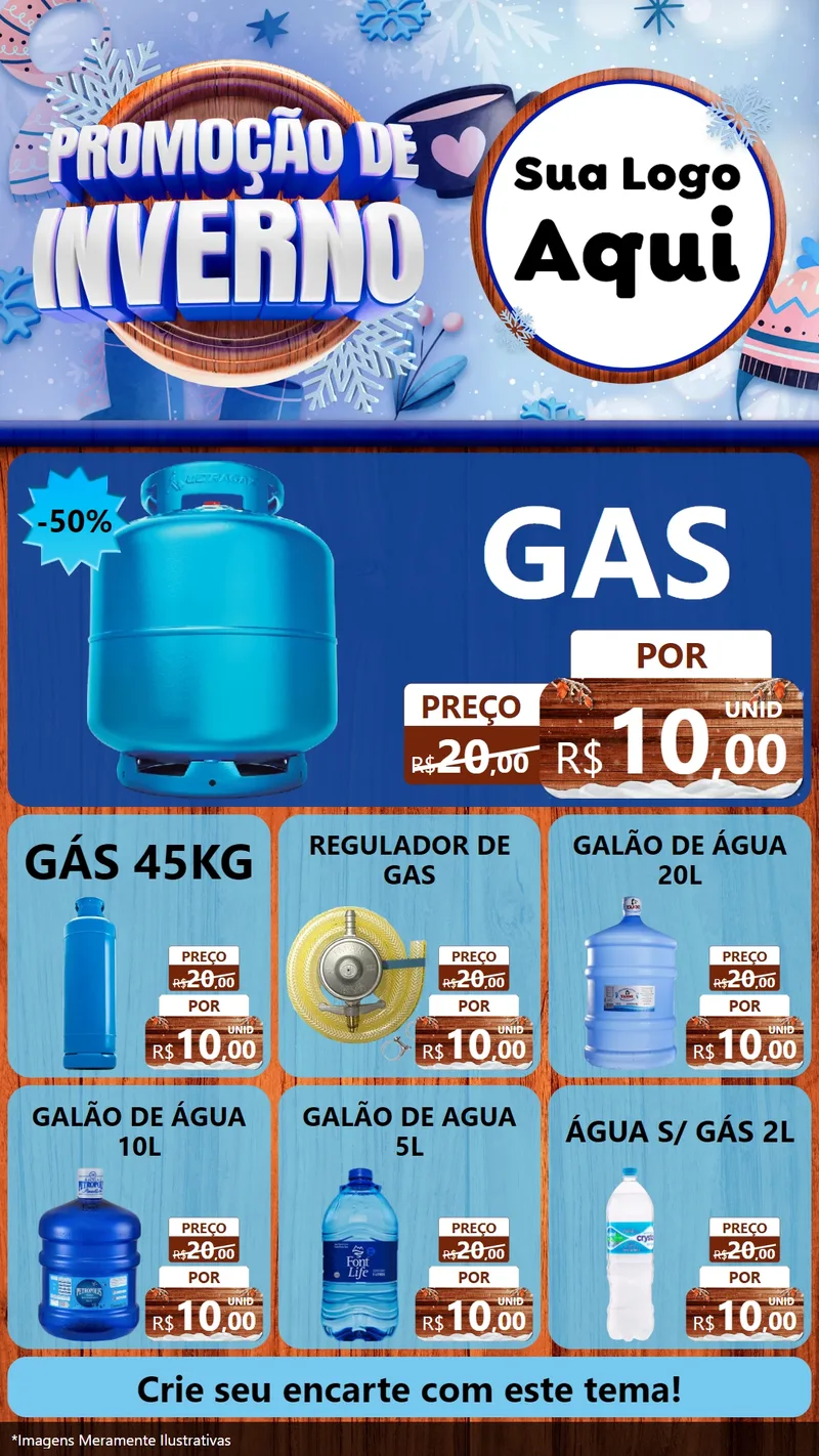 Modelo de Rede Social para Stories com o tema Promoção de Inverno para Água e gás