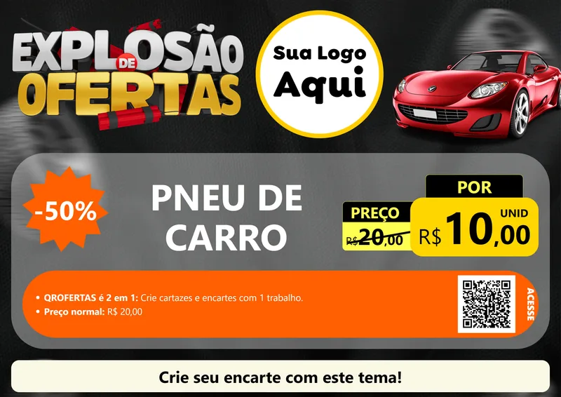 Modelo de Cartaz para Cartaz A4 Horizontal com o tema Explosão de Ofertas para Auto peças
